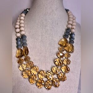 Gorgeous 3-tone Double Strand Crystal necklace